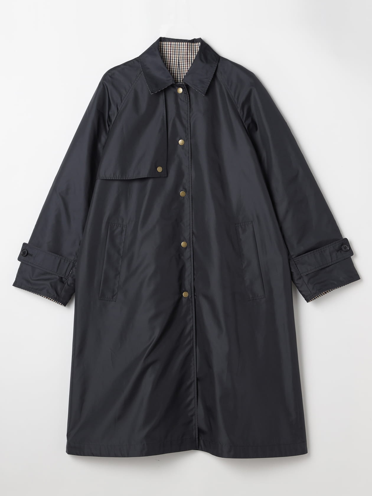 Aquascutum リバーシブル ステンカラーコート千鳥チェック ウール XL Aquascutum｜クラブチェックリバーシブルステンカラーコート | Rakuten