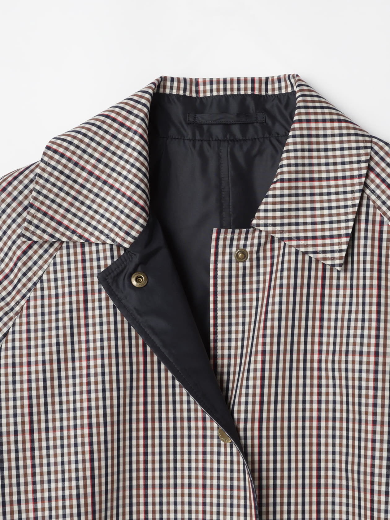 Aquascutum リバーシブル ステンカラーコート千鳥チェック ウール XL Aquascutum｜クラブチェックリバーシブルステンカラーコート | Rakuten