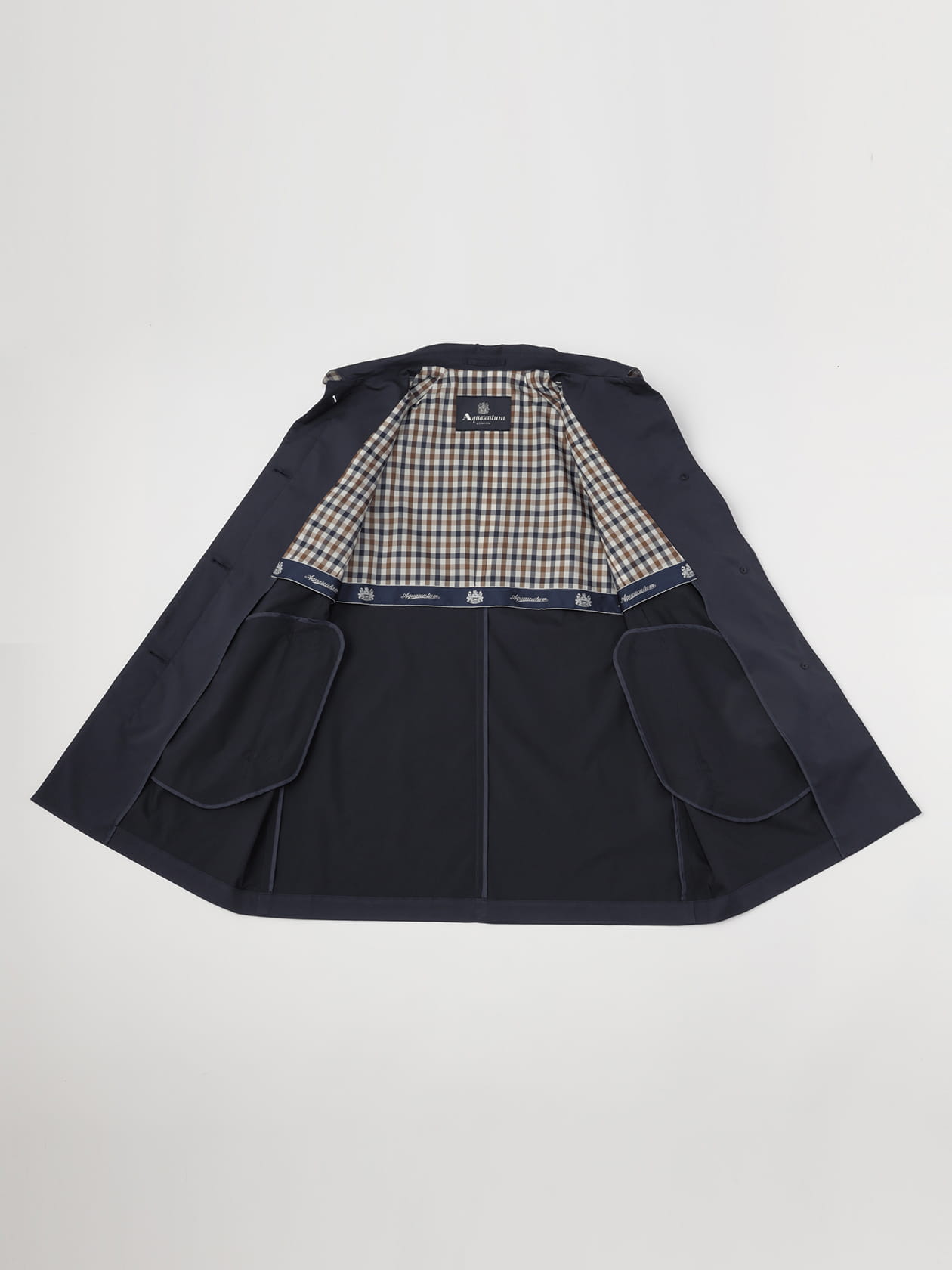 Aquascutum / コート/--/ポリエステル/BLK// ポリエステルタフタステンカラーコート