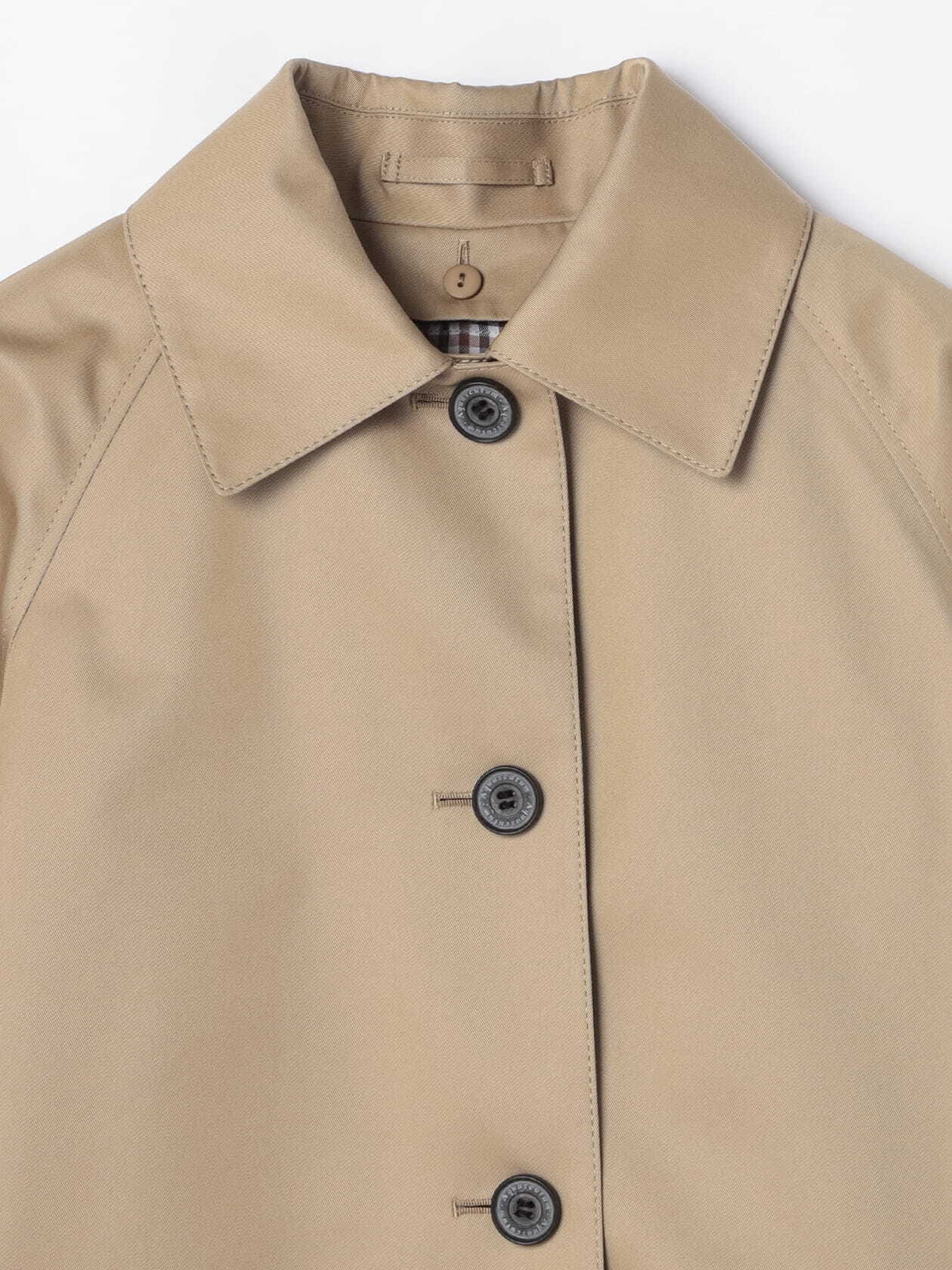 Aquascutum　ステンカラーコート　M　ベージュ　クラブチェック柄　英国製 Aquascutum ステンカラーコート M ベージュ クラブチェック柄
