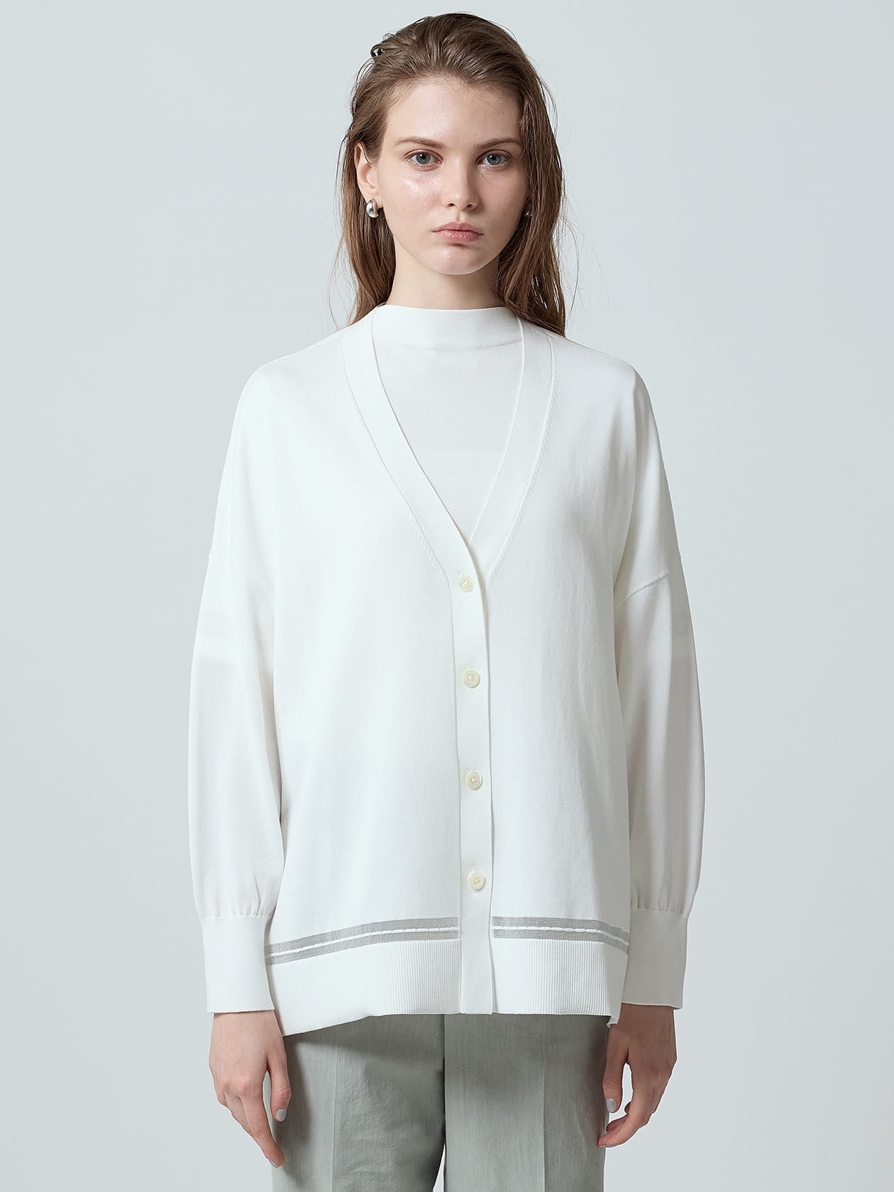 アクアスキュータム　カーディガン シアーライン カーディガン