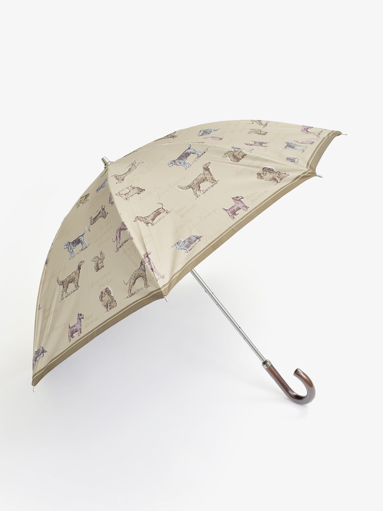 アンティーク犬図鑑プリント晴雨兼用ショート傘