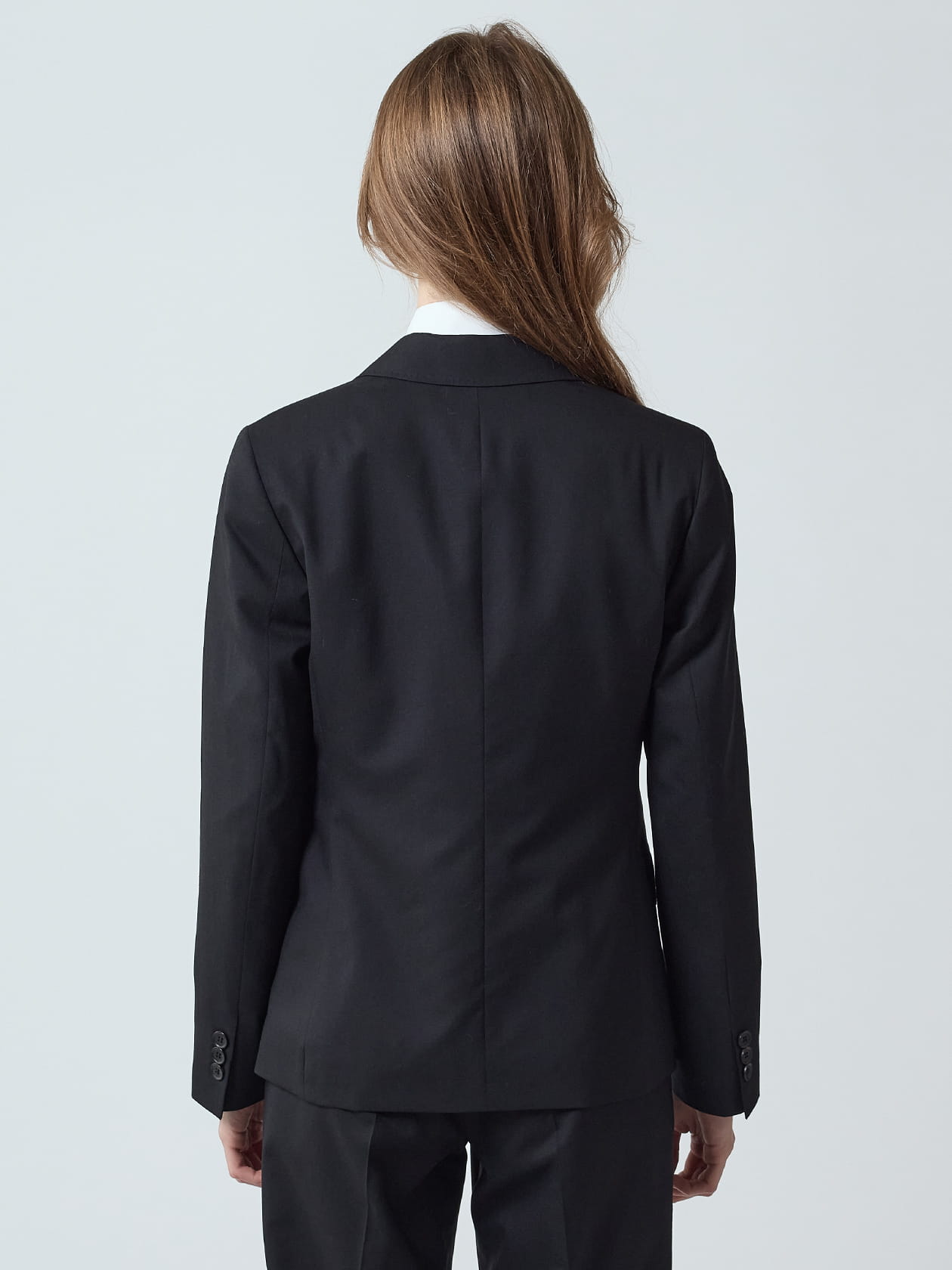 新品✨Aquascutum　セットアップ　ウール　ストライプ×レオパード　黒 セットアップ対応】ストレッチツイル ノーカラージャケット