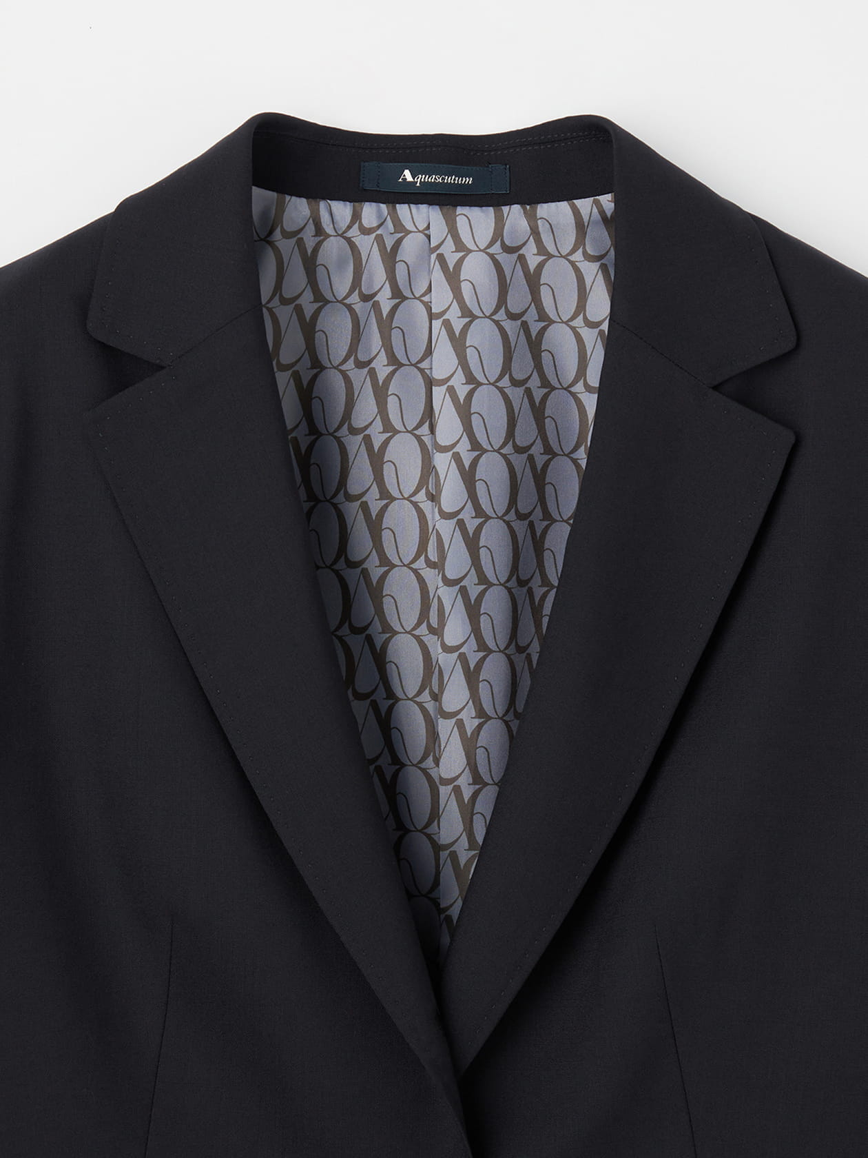 新品✨Aquascutum　セットアップ　ウール　ストライプ×レオパード　黒 セットアップ対応】ウールストレッチジャケット