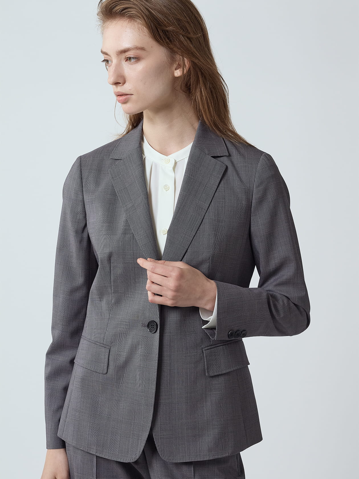 極美品　ALEXIA STAM テーラードジャケット グレー セットアップ対応】ウールグレンチェックジャケット