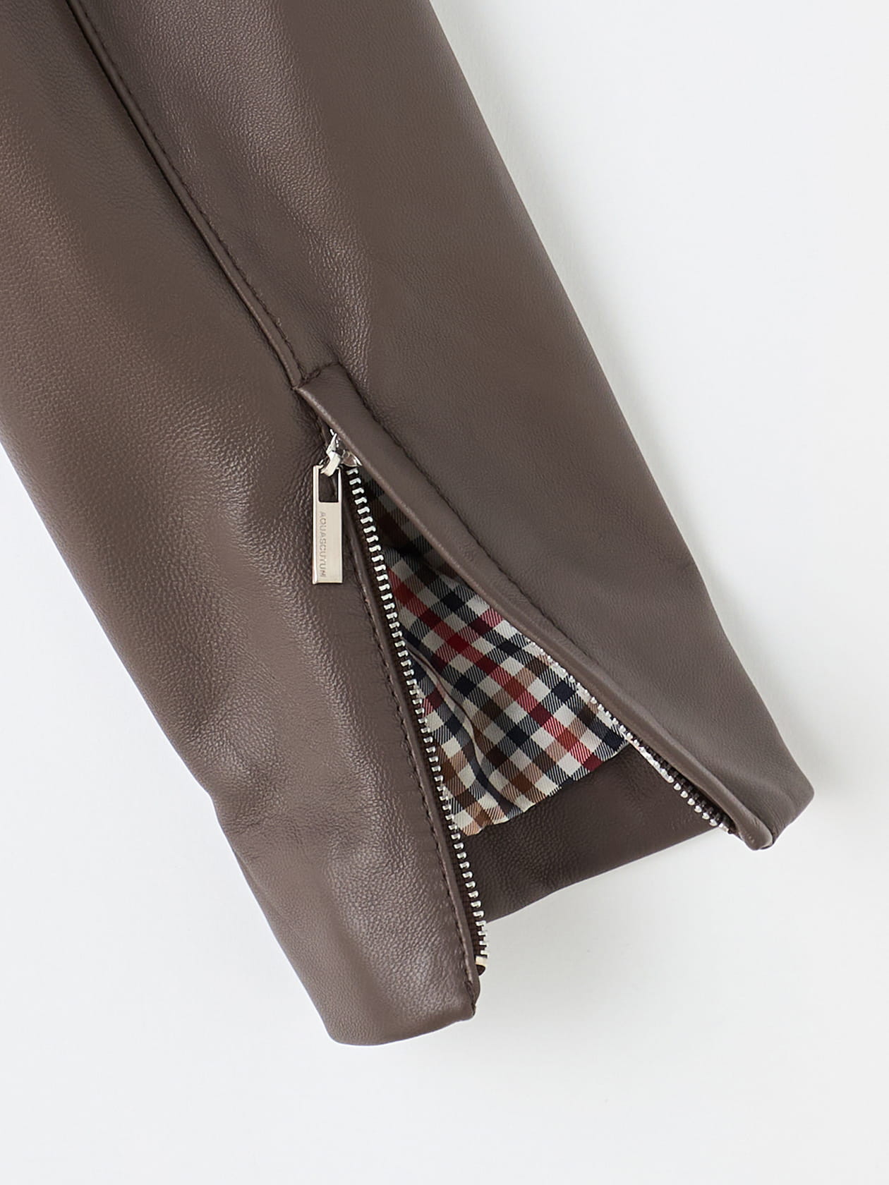 Aquascutum ラムレザー ジャケット スナップボタン サイズ9 ブラウン U.K. ラムレザージャケット