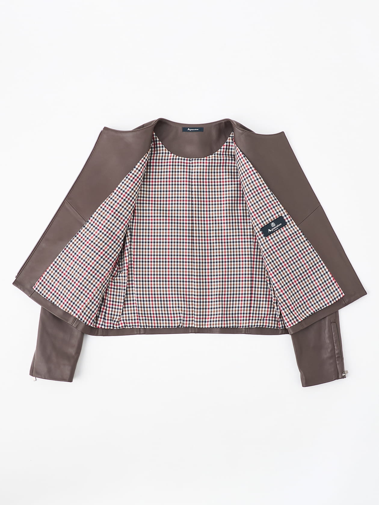 Aquascutum ラムレザー ジャケット スナップボタン サイズ9 ブラウン Aquascutum ラムレザー ジャケット スナップボタン サイズ9 ブラウン