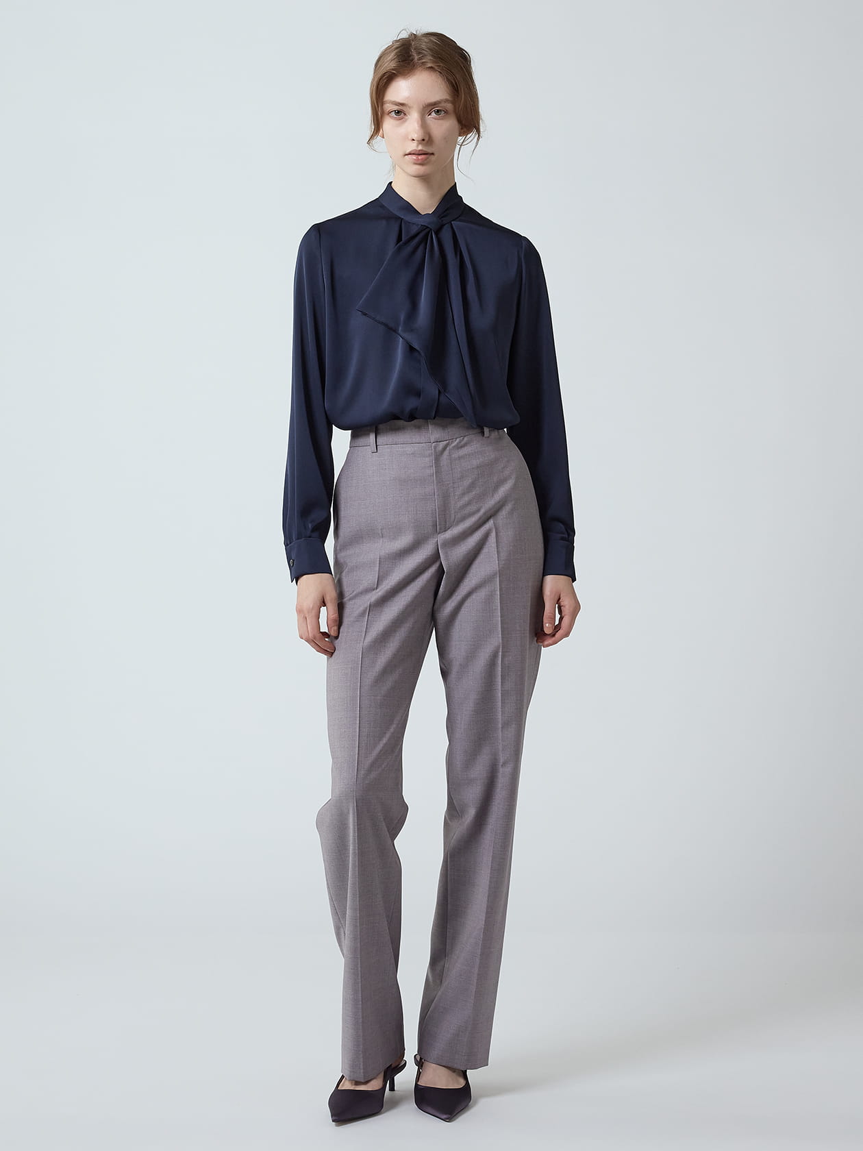 NOBLE シボサテンレイヤースリーブブラウス　ブラック　未使用 Noble シボサテンレイヤースリーブブラウス 2025SS