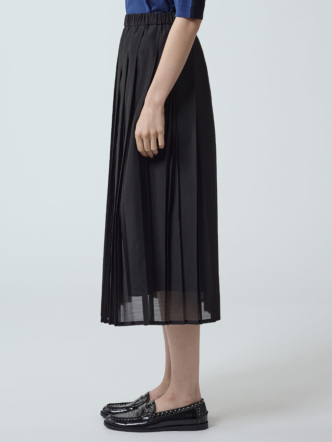 セオリー 23AW CLSC PLT MIDI SK P プリーツスカート 紺 STR Wool Suit Sunburst SK PO | WOMEN（レディース）｜Theory