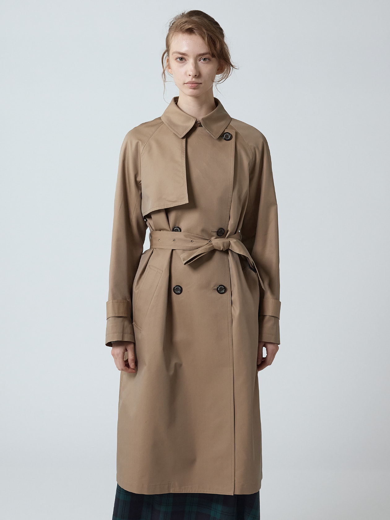 ꧁ღ レサージュ× 伊MANTECO コットンリネン ツイルロングトレンチコート MANTECO 撥水 ロングトレンチコート - モールグレー | ZARA