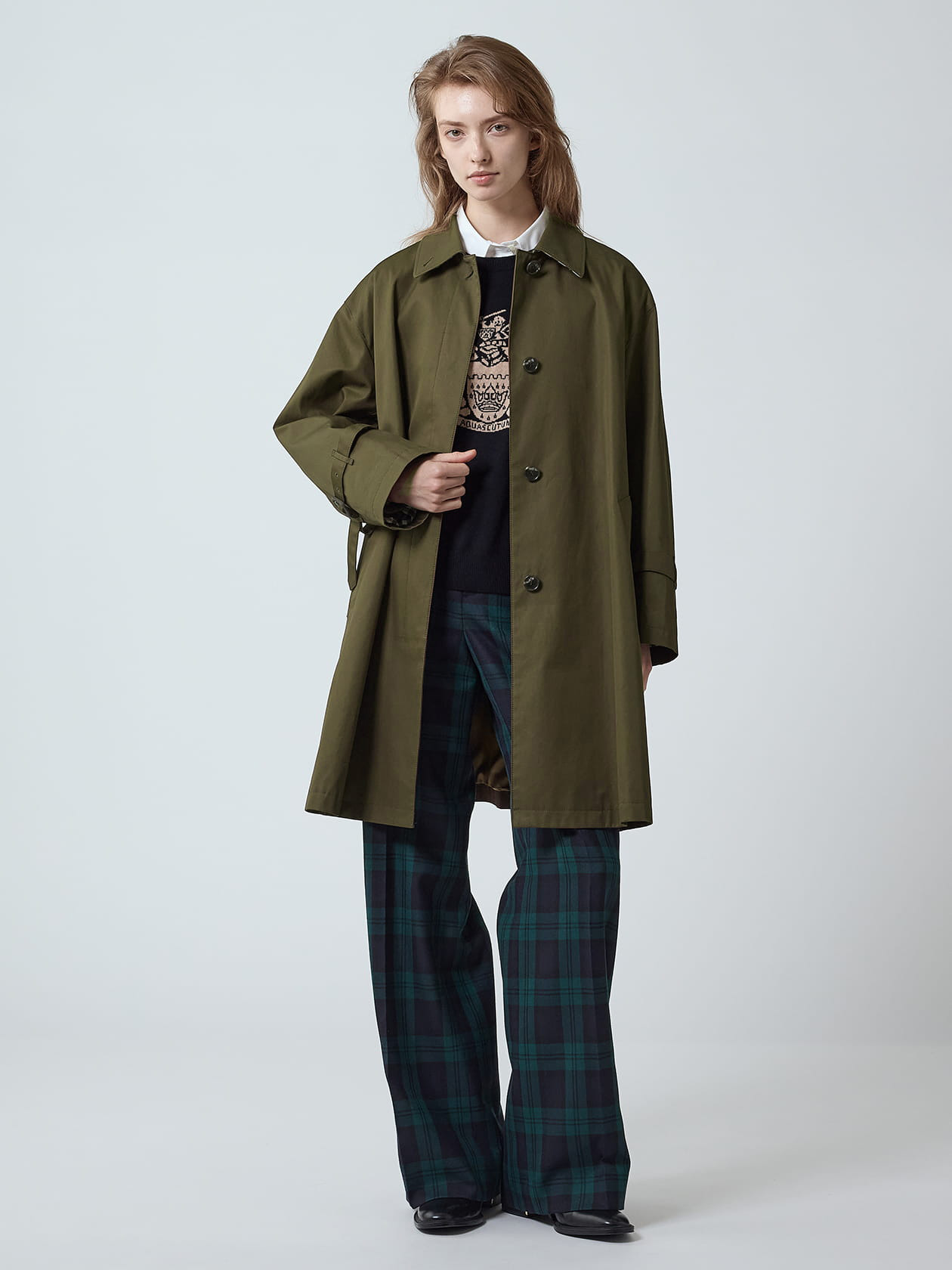 オーバーサイズ Aラインステンカラーコート