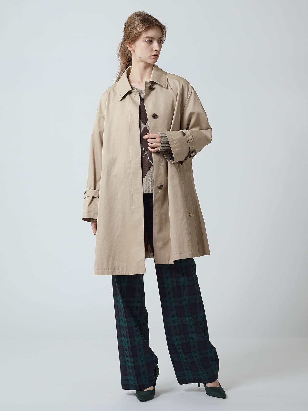 オーバーサイズ Aラインステンカラーコート