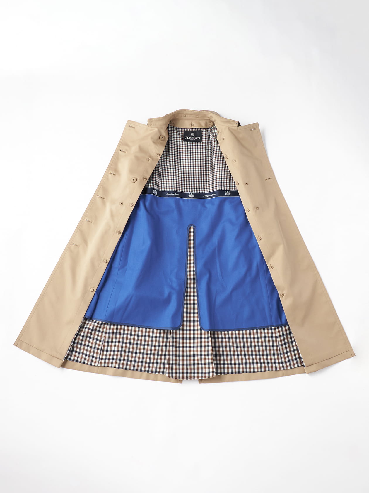 【着丈115cm】Aquascutum Aqua5 ダブル トレンチコート XL Aquascutum アクアスキュータム 総裏チェック ウエストベルト ダブル