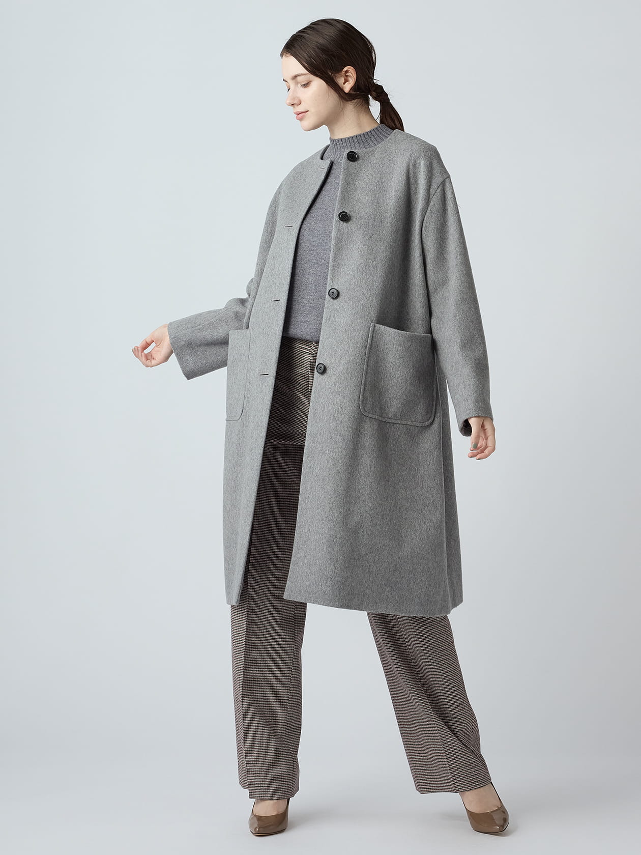 Aライン ウールコート 新品 グレー イングランドウール Aラインコート