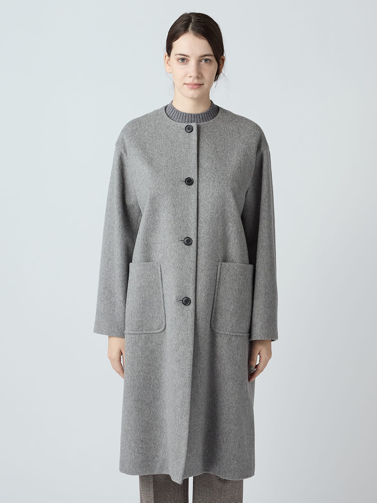 EURO VINTAGE AREXANDRE イングランド　カシミヤ　コート　灰 イングランドウール Aラインコート