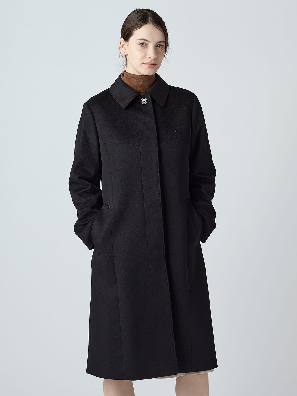 カシミアステンカラーコート