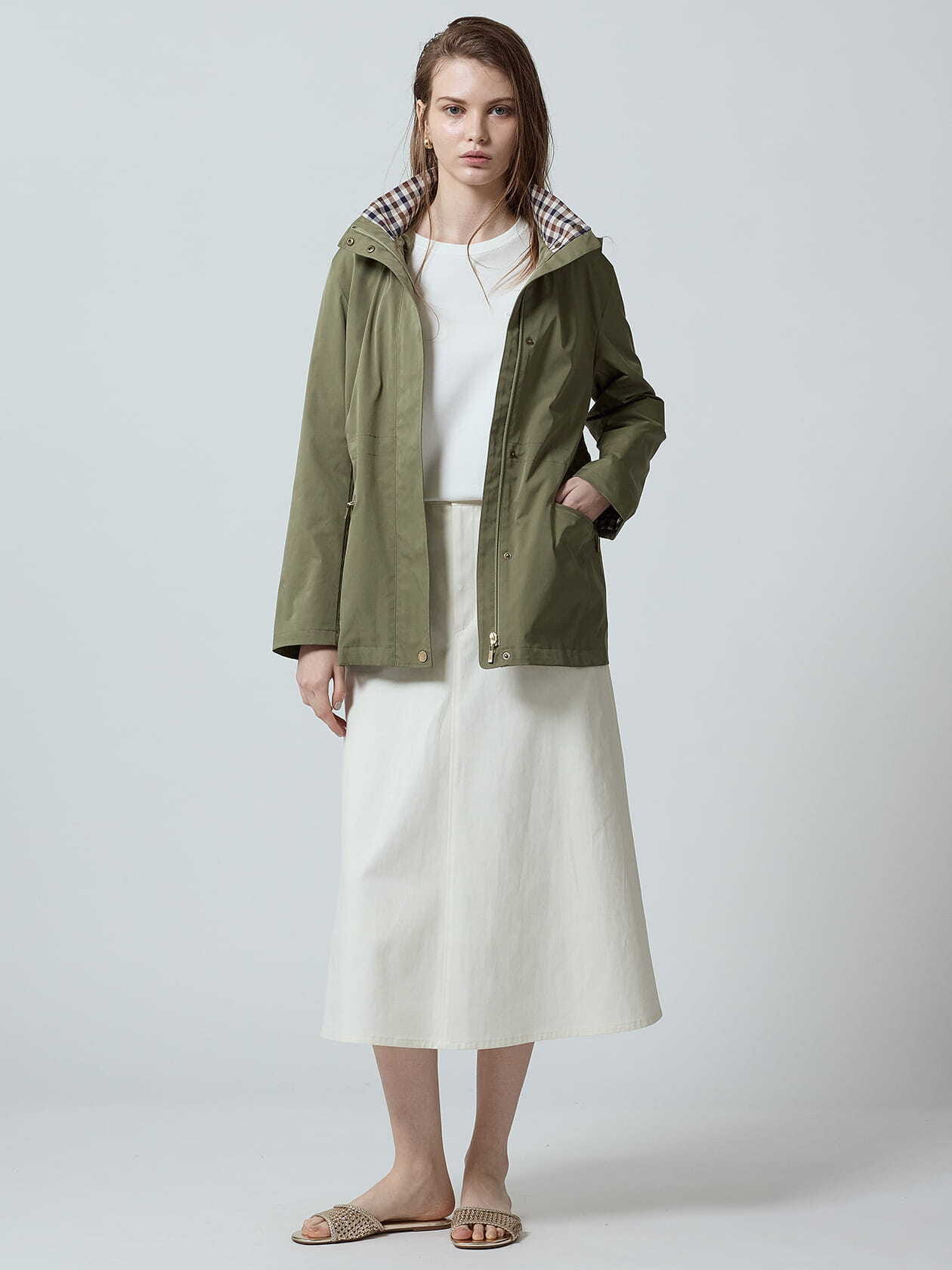 STYLEBLOCK ワッシャータフタモンスターフーディコート クリーム STYLEBLOCK ワッシャータフタモンスターフーディコート クリーム