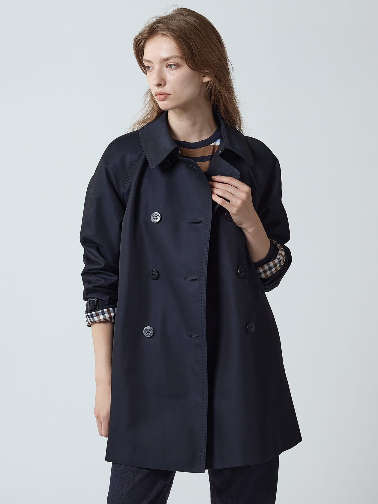 Button Through Cotton A Line Trench Coat