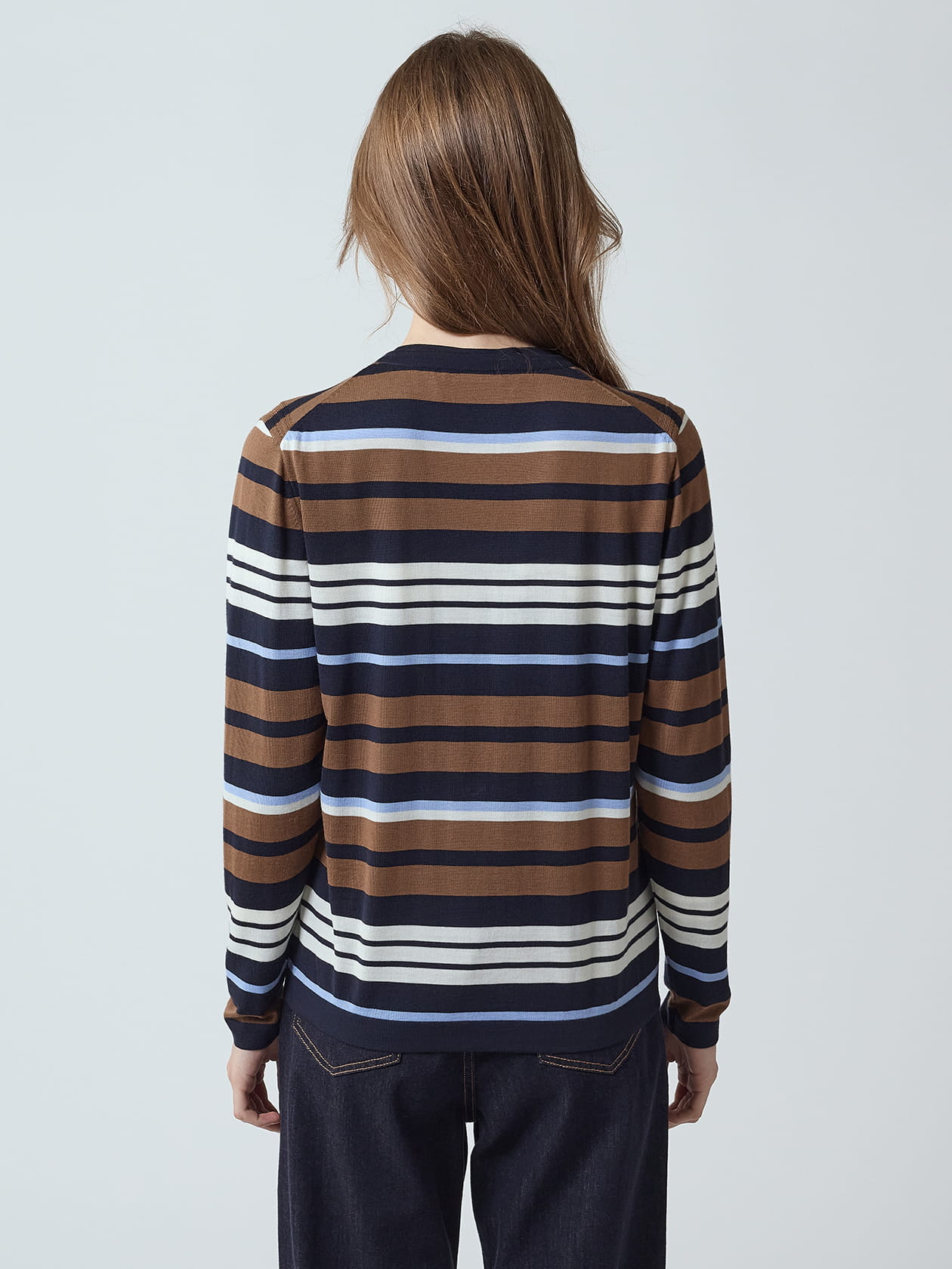 アンサンブル対応】Super140's ニット ボーダーカーディガン