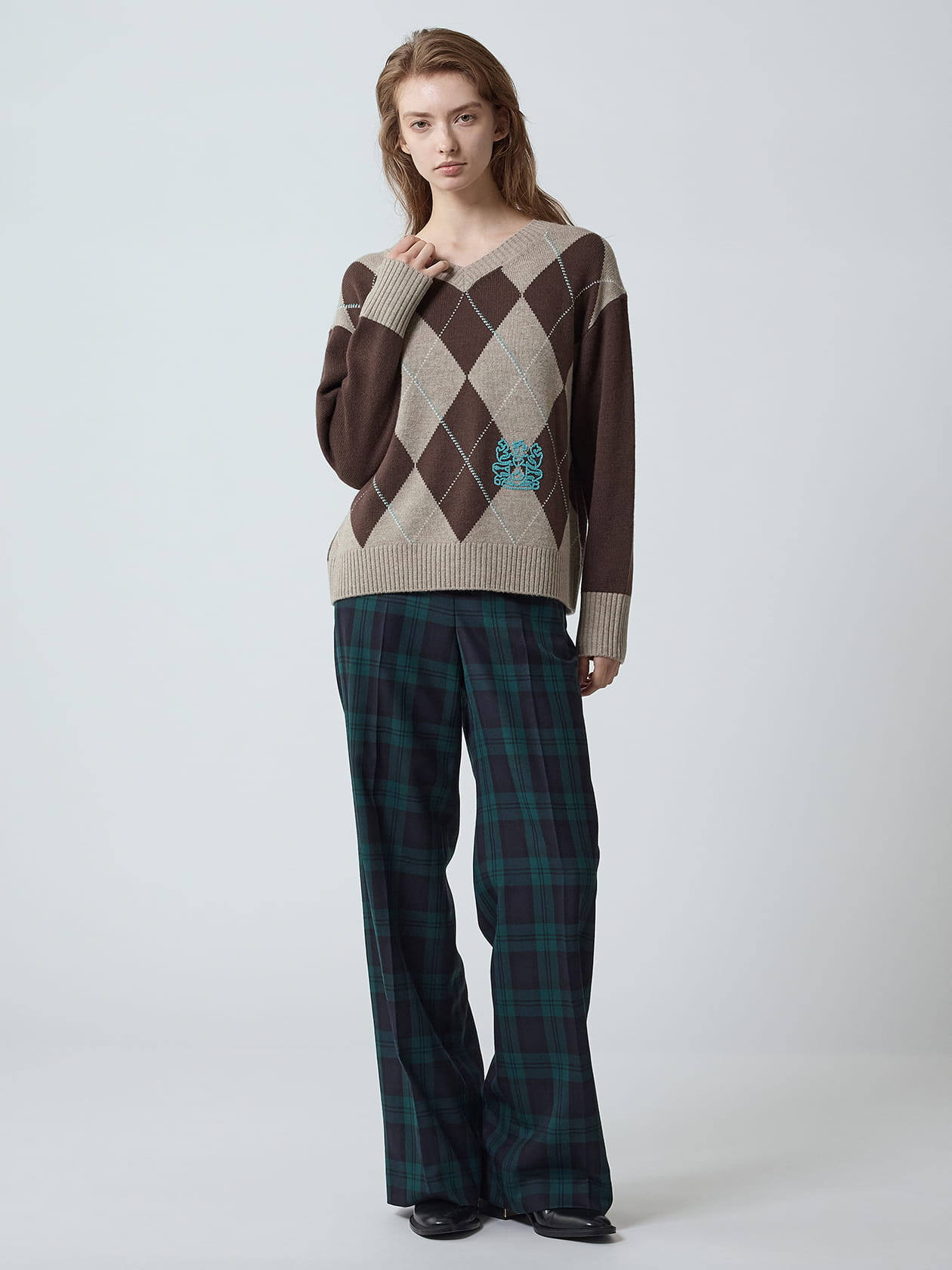 カシミヤ混アーガイルニット