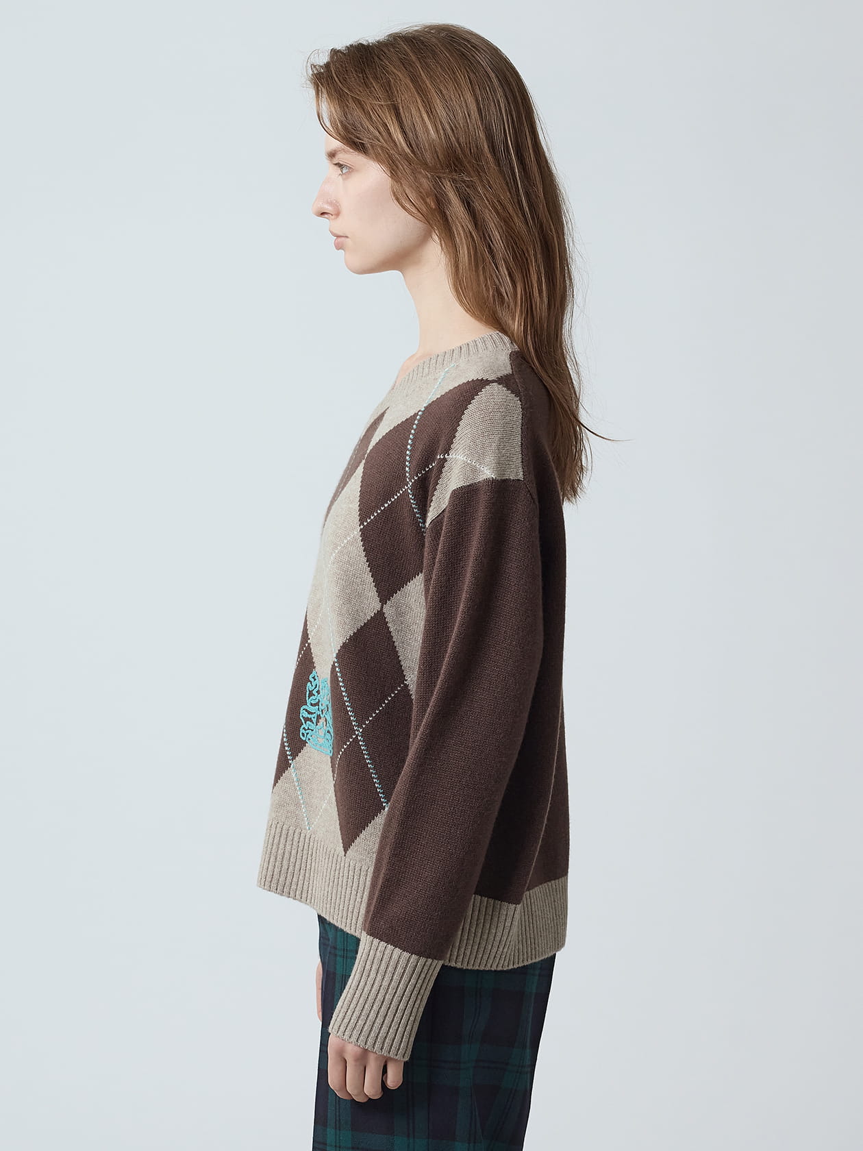 カシミヤ混アーガイルニット