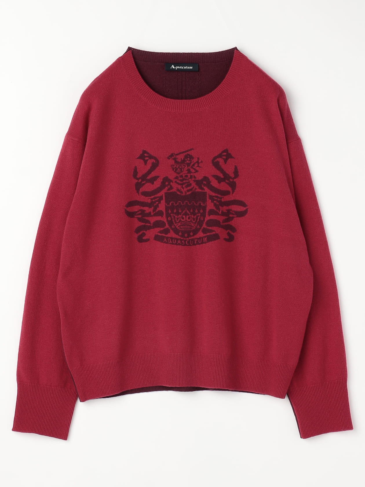 カシミヤ混 クレストインターシャニット