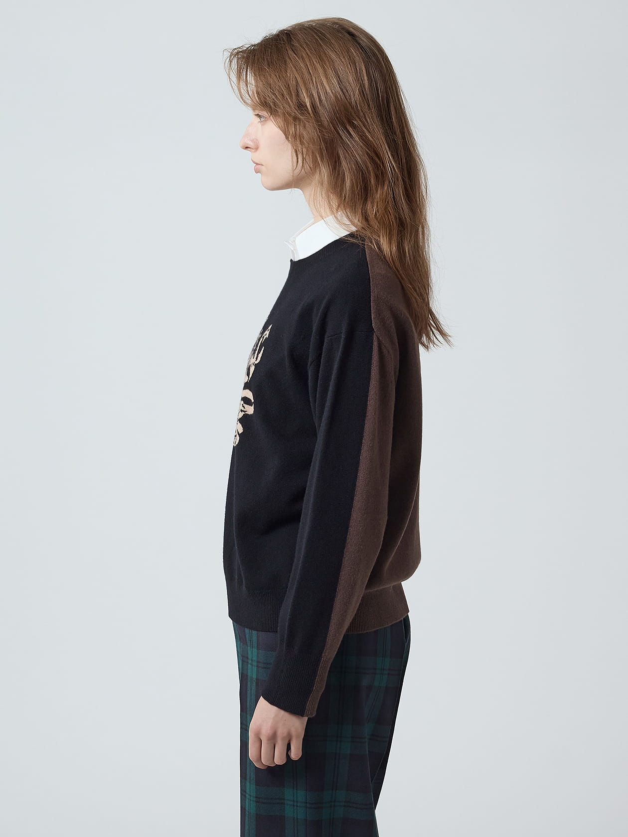 カシミヤ混 クレストインターシャニット