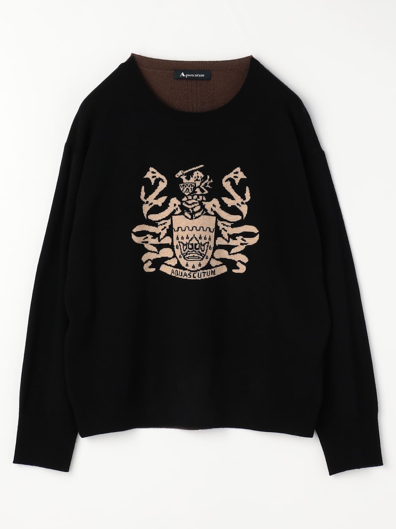 カシミヤ混 クレストインターシャニット