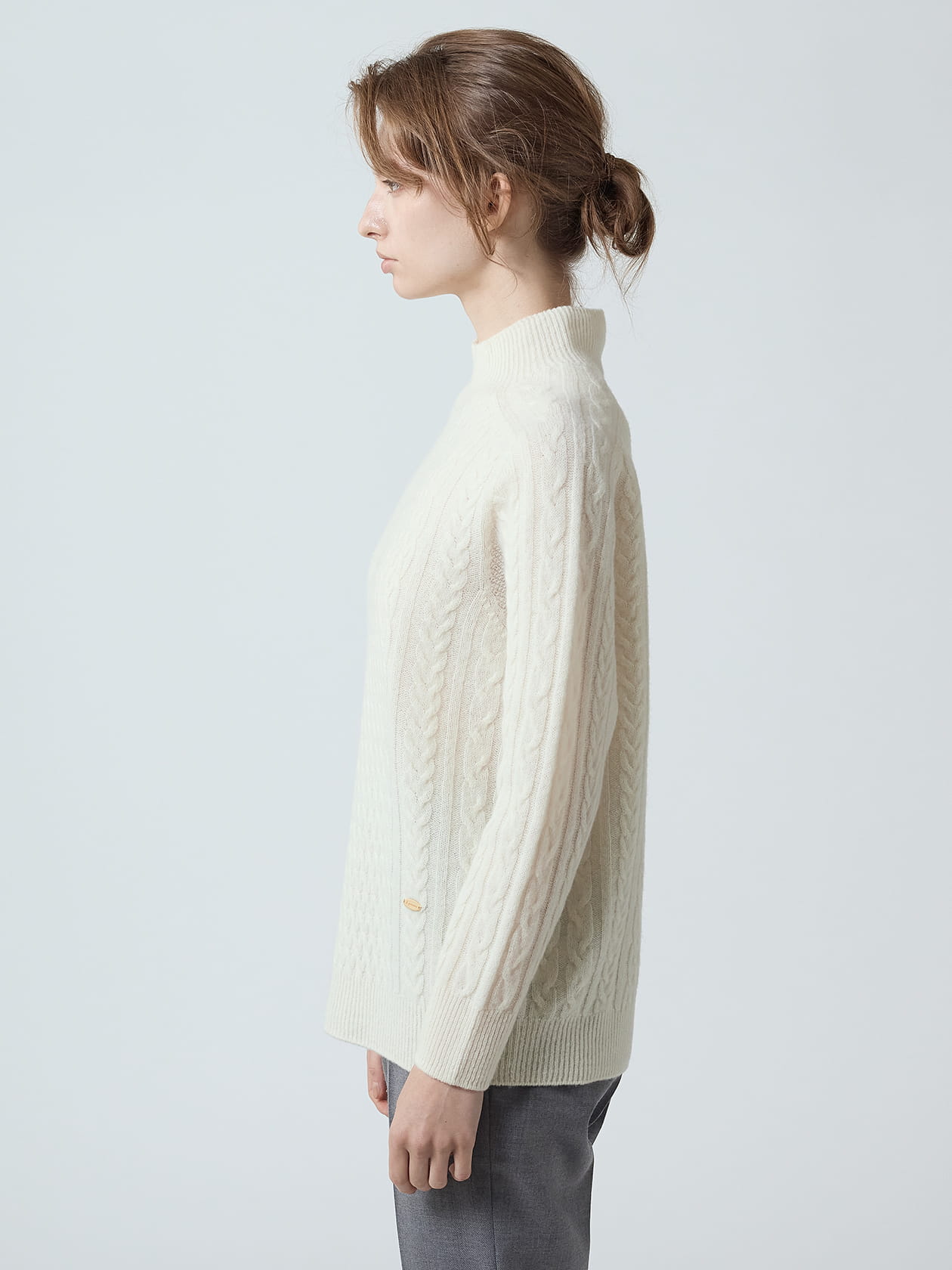 フーコ fu-ko ホールガーメントニット ホワイト ホールガーメントケーブルニット