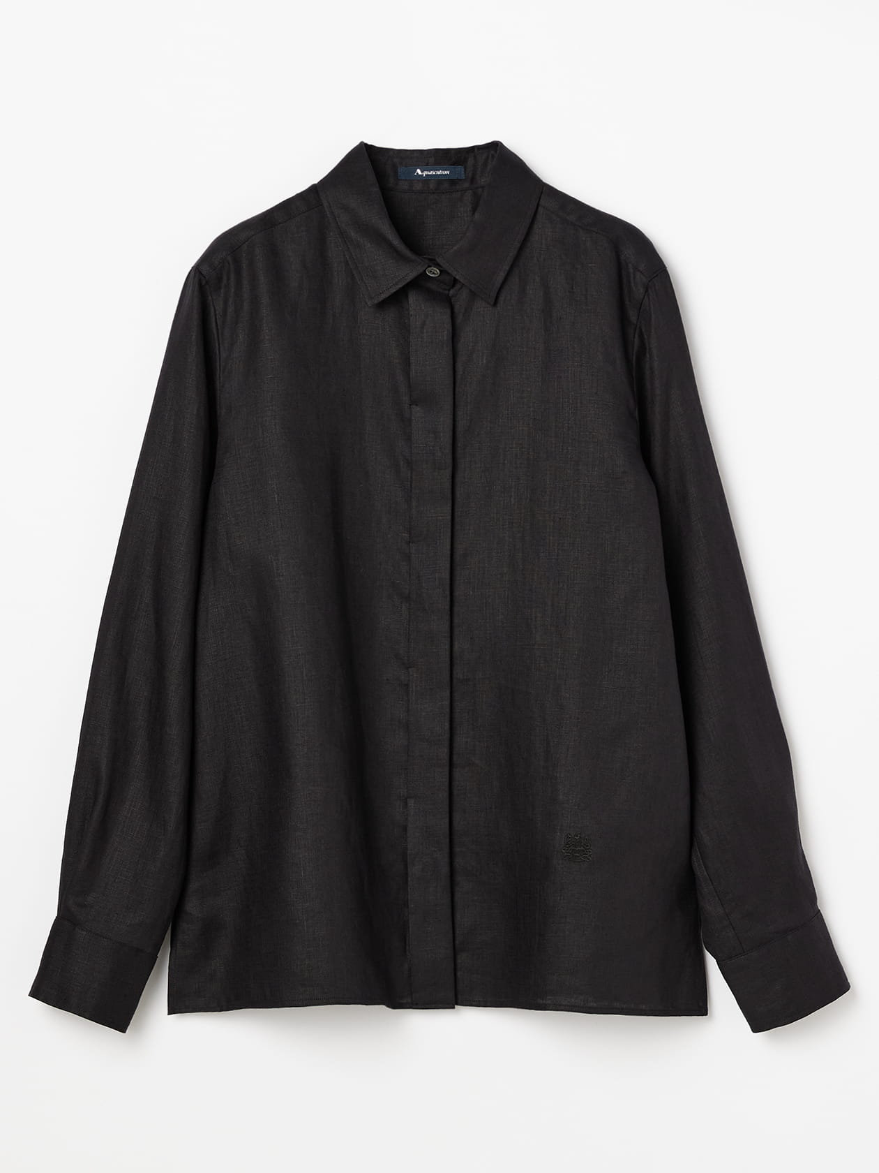 Charvet ドレスシャツ　ブラック無地リネン素材 ノーザンリネンドレスシャツ