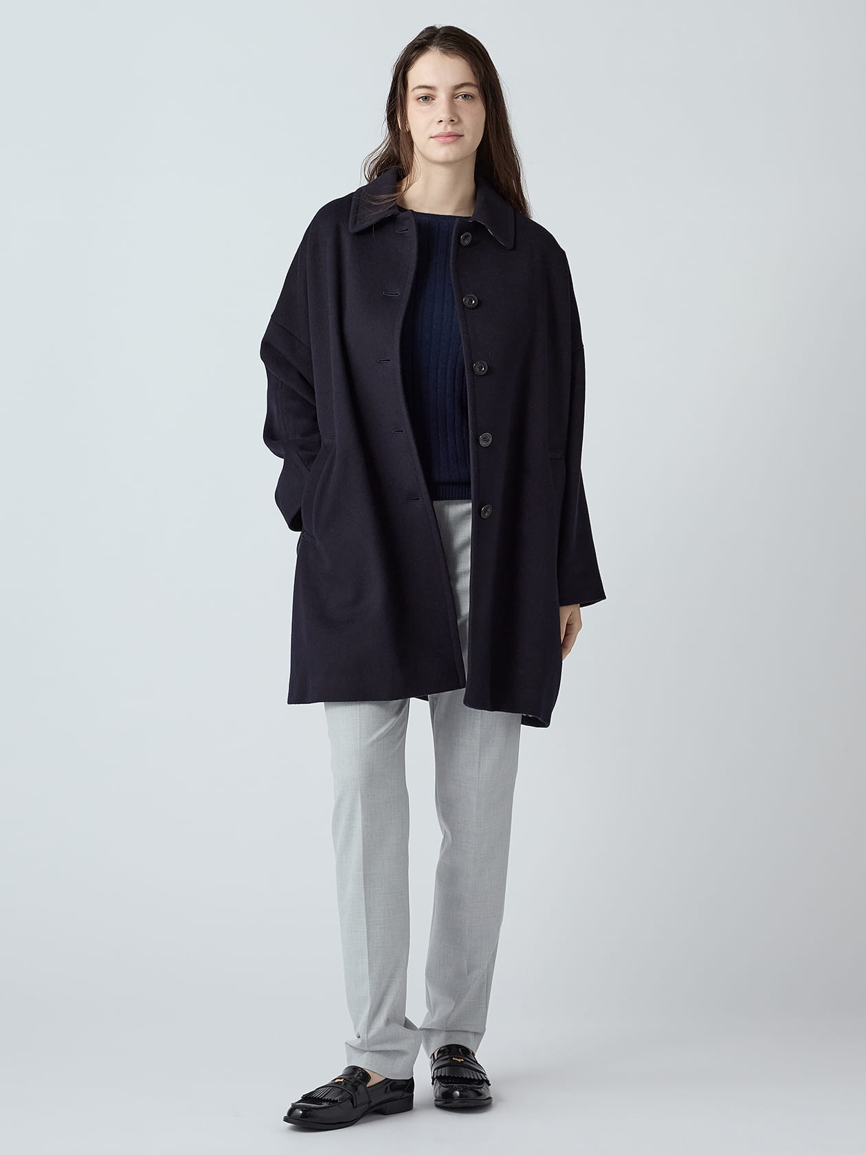 Aラインステンカラーコート