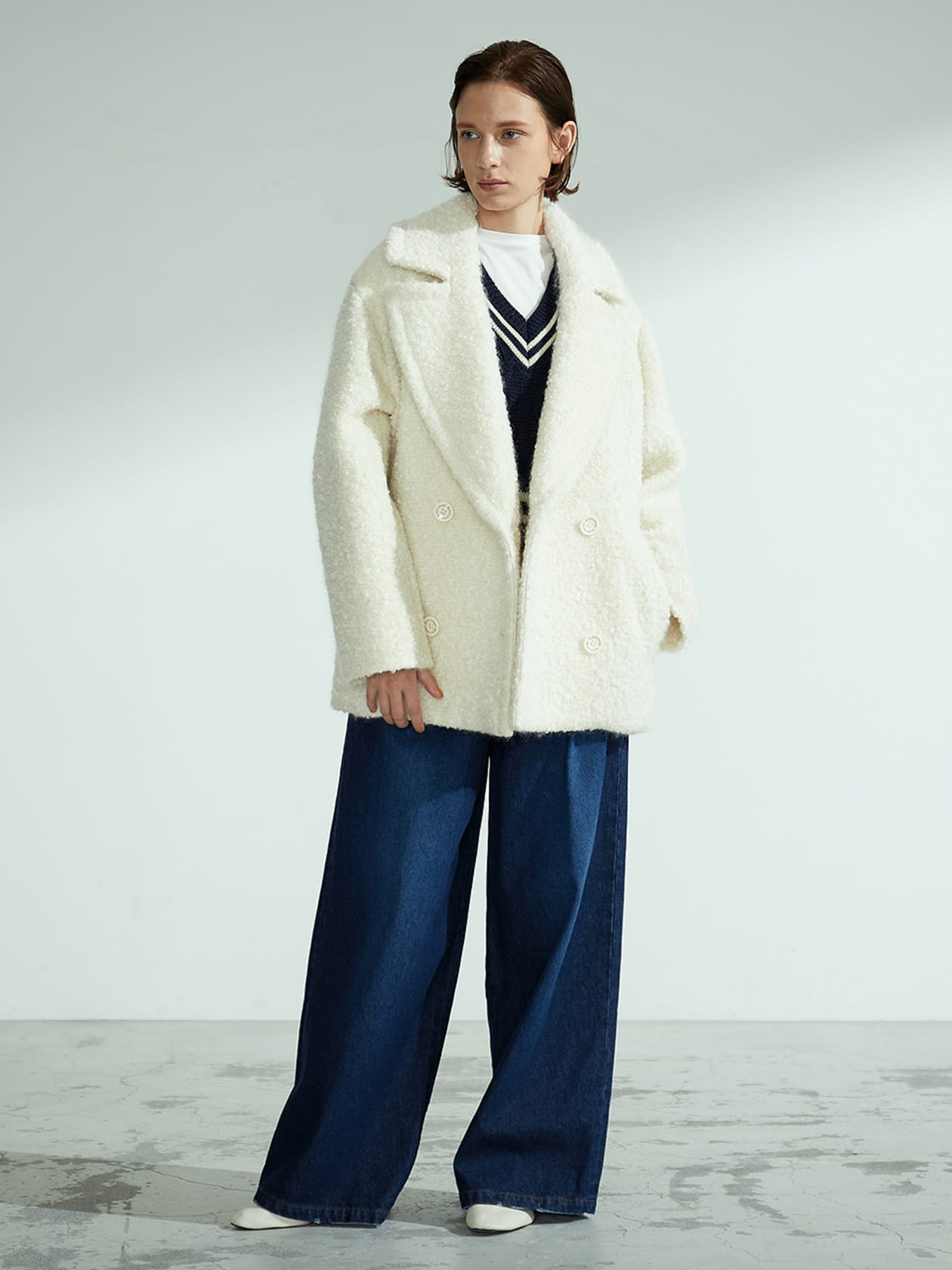 [極美品✨近年モデル] アクアスキュータム モヘア混 チェスターボアコート 白 極美品✨近年モデル] アクアスキュータム モヘア混 チェスター