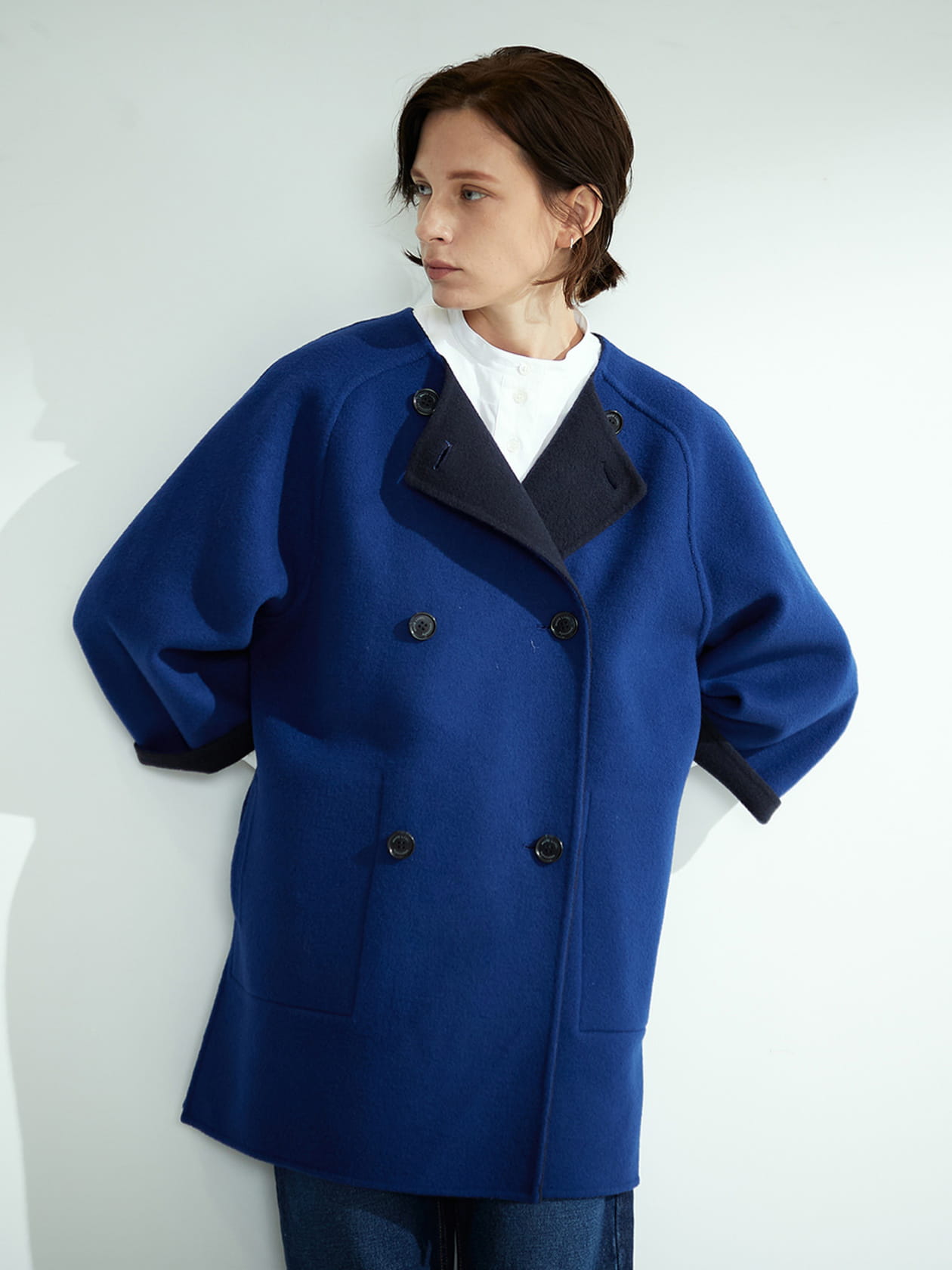 AQW】バイカラーダブルフェイスショートコート