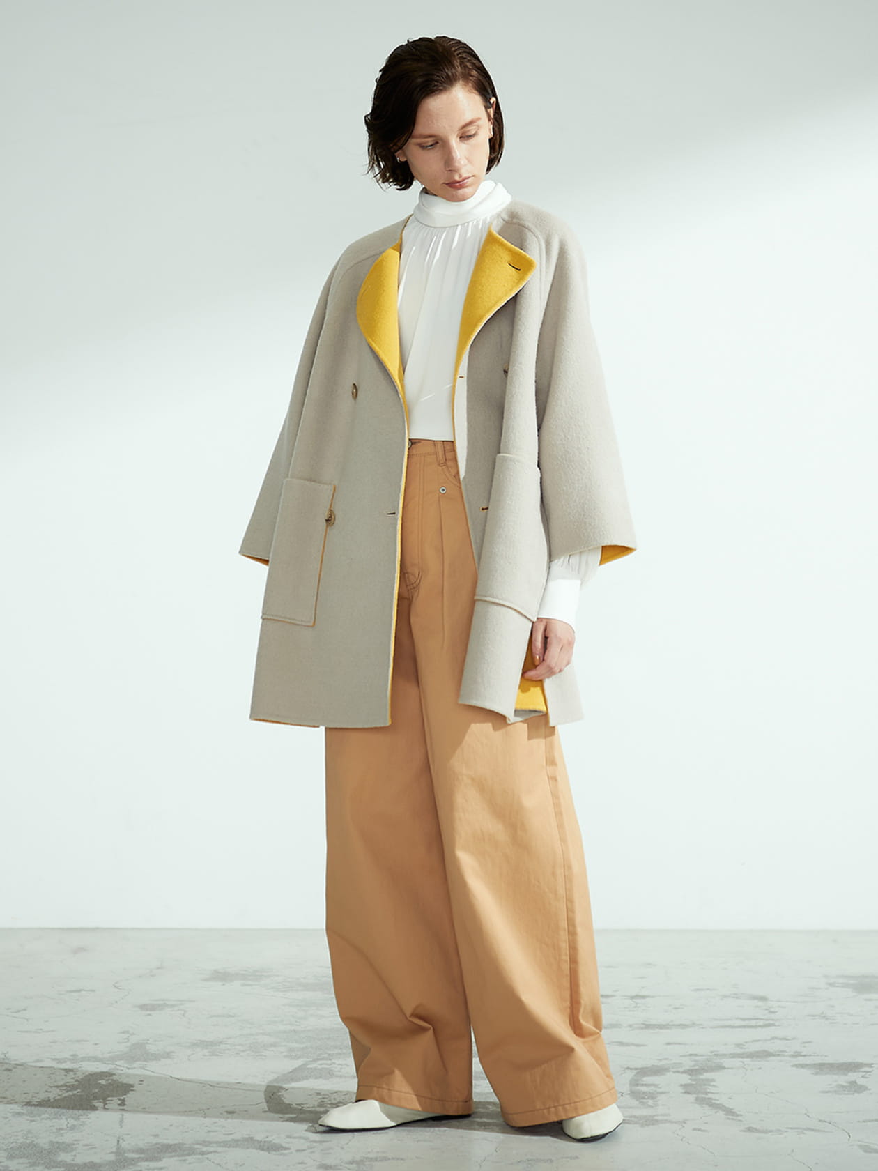 AQW】バイカラーダブルフェイスショートコート