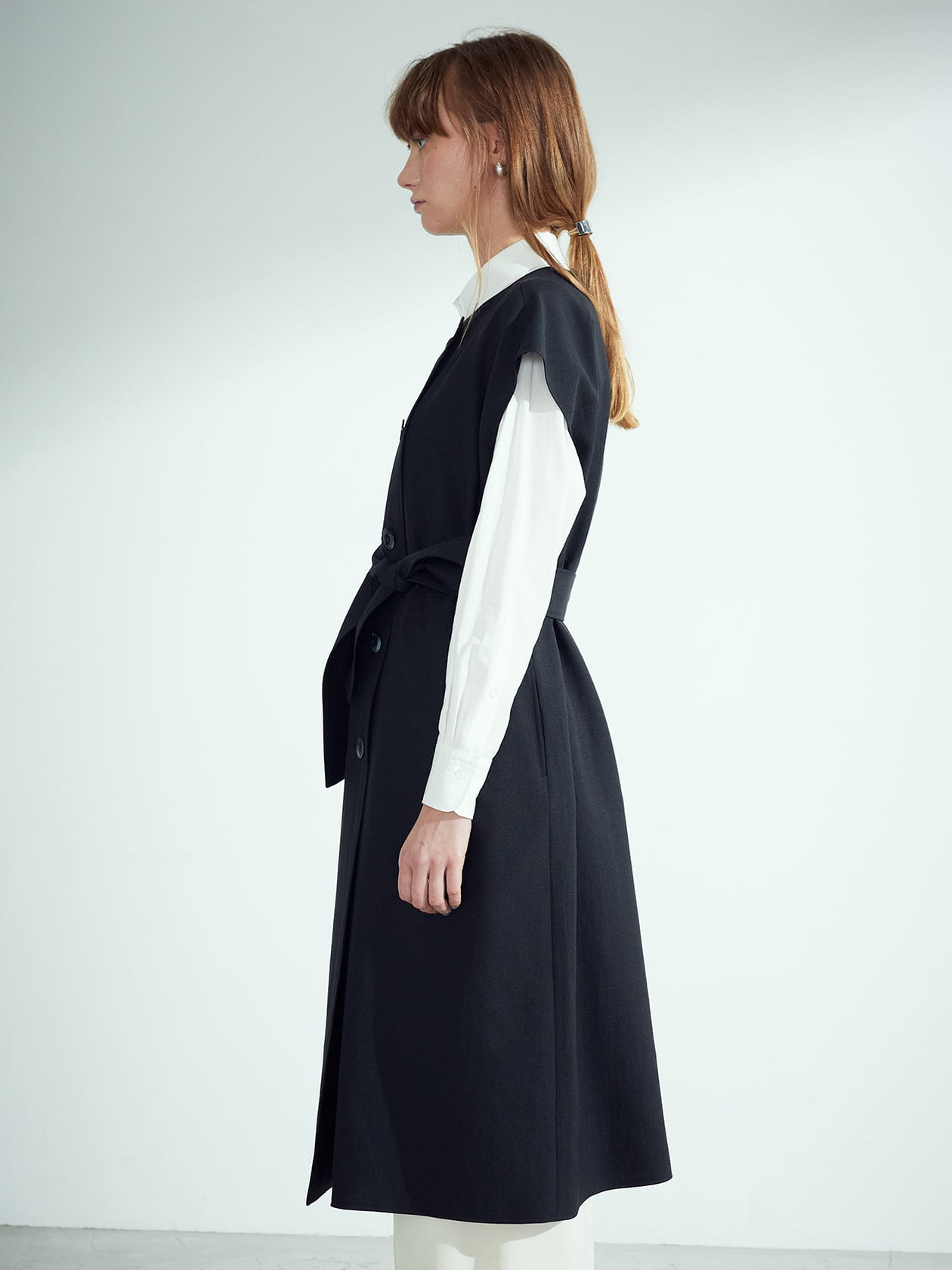 ワッシャーツイル トレンチディティールドレス