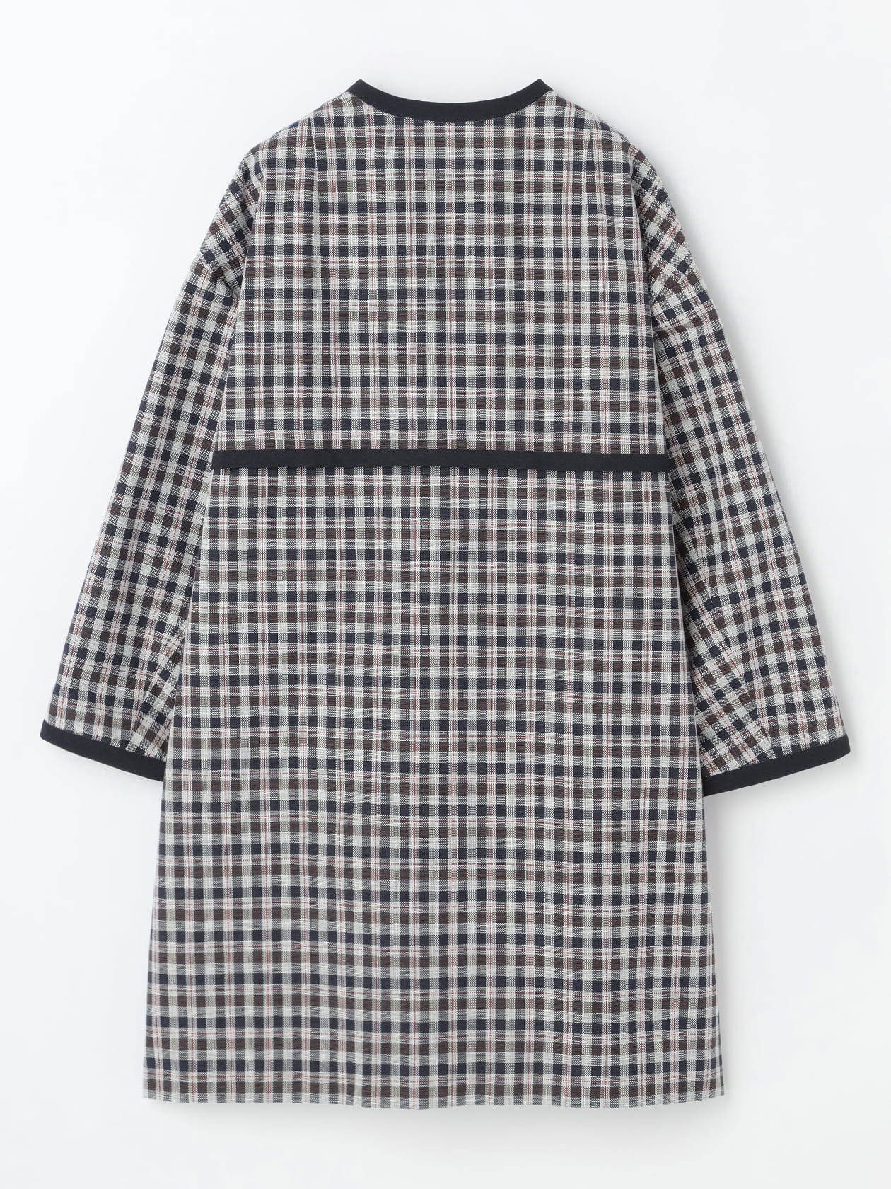 WLチェックダブルクロス ラウンドネックコート