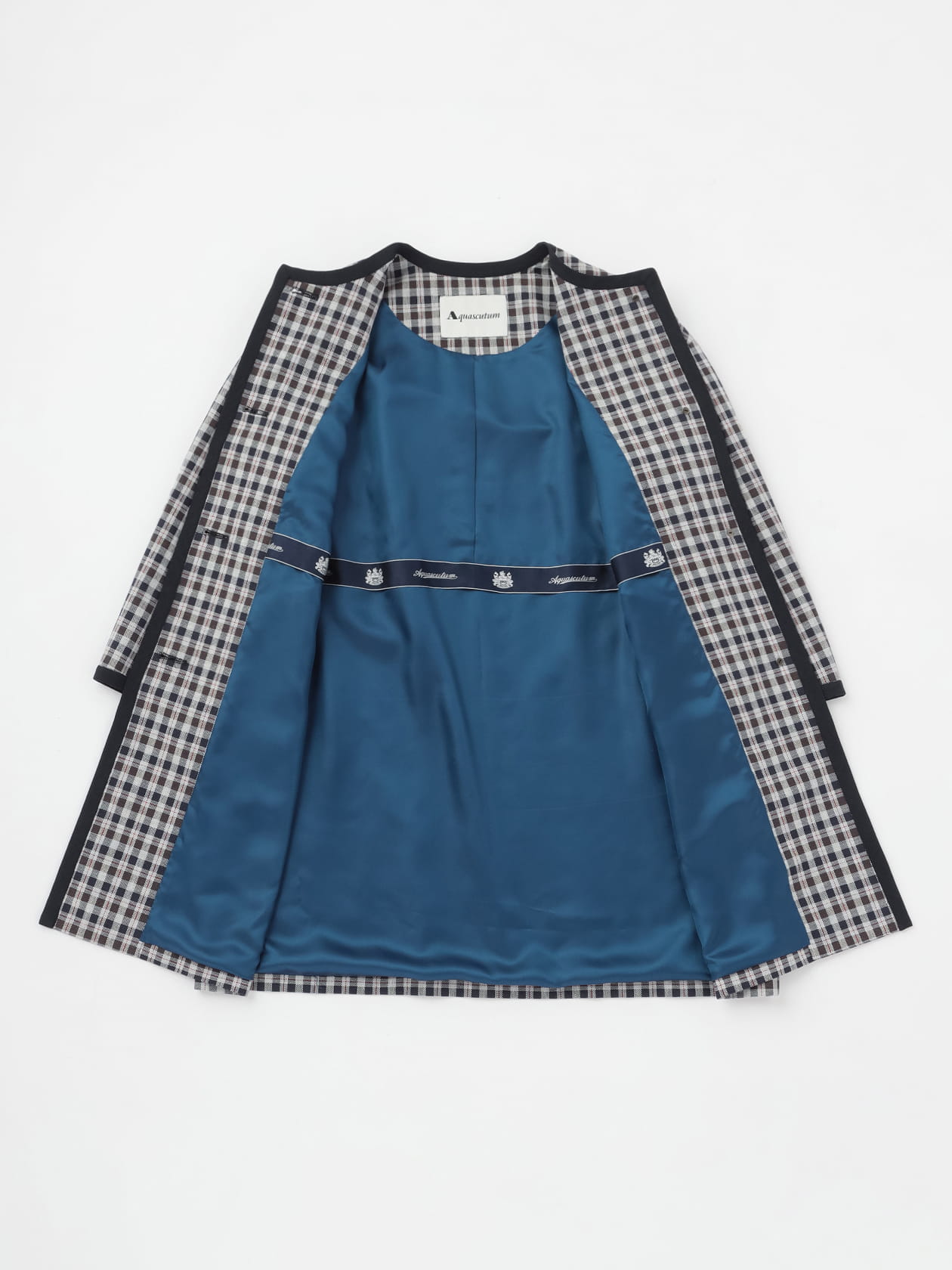 WLチェックダブルクロス ラウンドネックコート