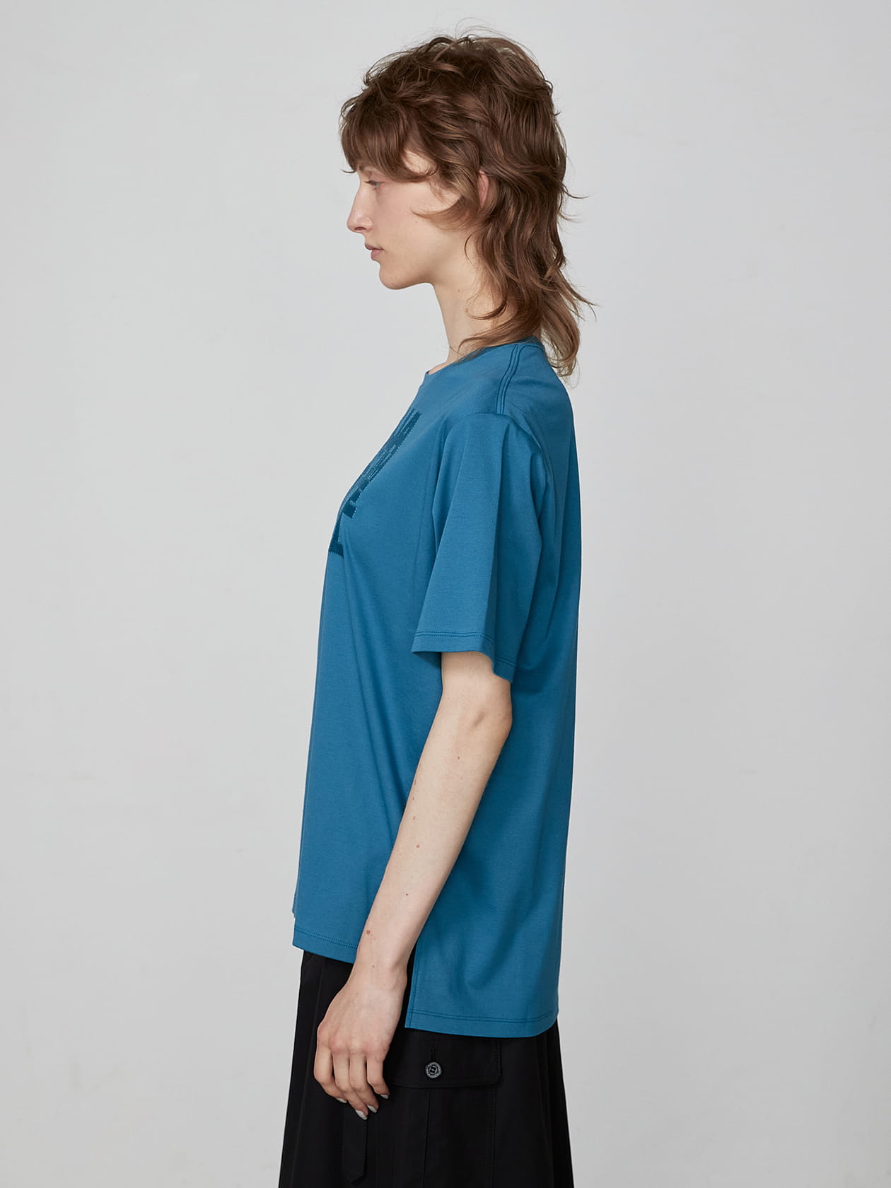 MEDM Tシャツ 綿 刺繍 ロゴ 半袖 シンプル カジュアル 男女兼用 AMBIDEX Store △〇集まる海のさかな 刺繍Tシャツ(F コン): l