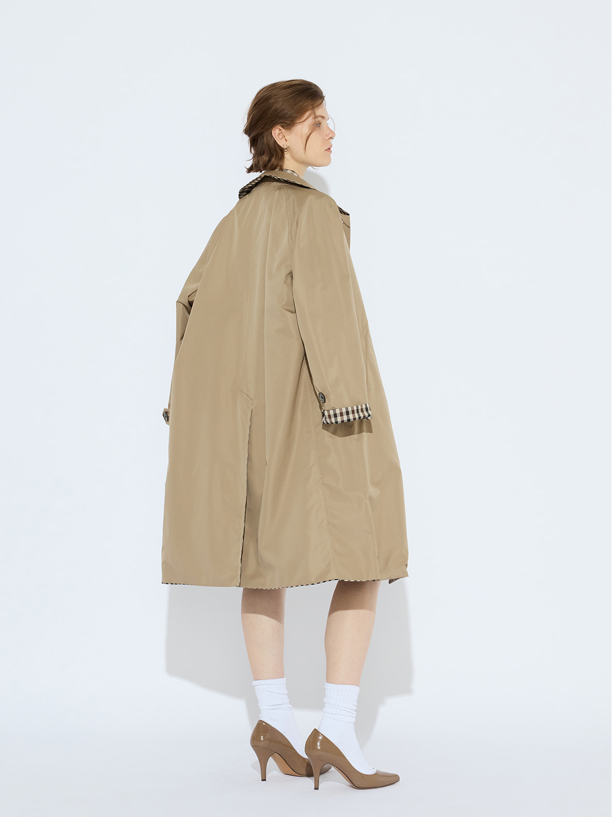 ホワイトレーベルチェック リバーシブルコート