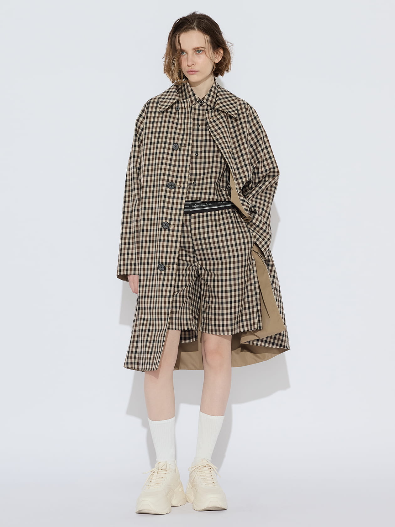 ホワイトレーベルチェック リバーシブルコート