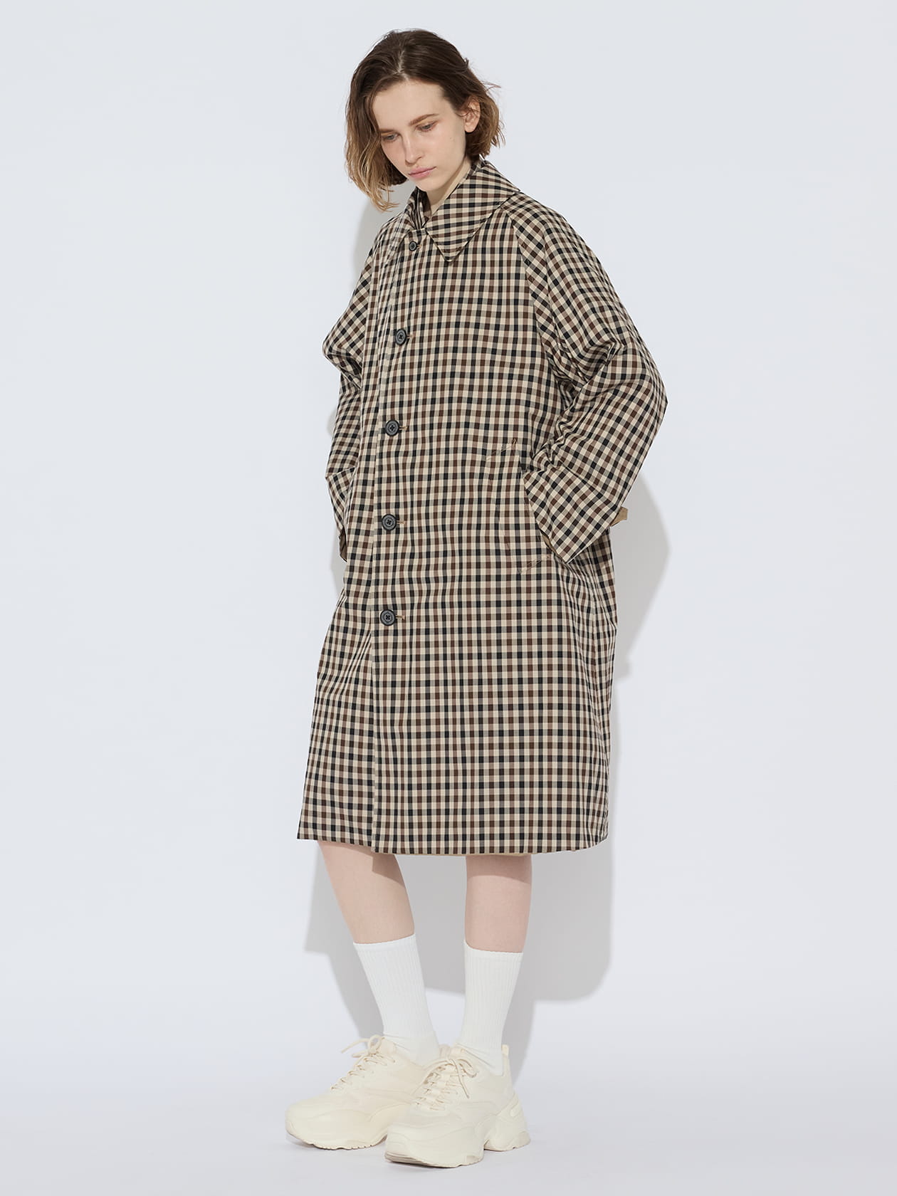 ホワイトレーベルチェック リバーシブルコート