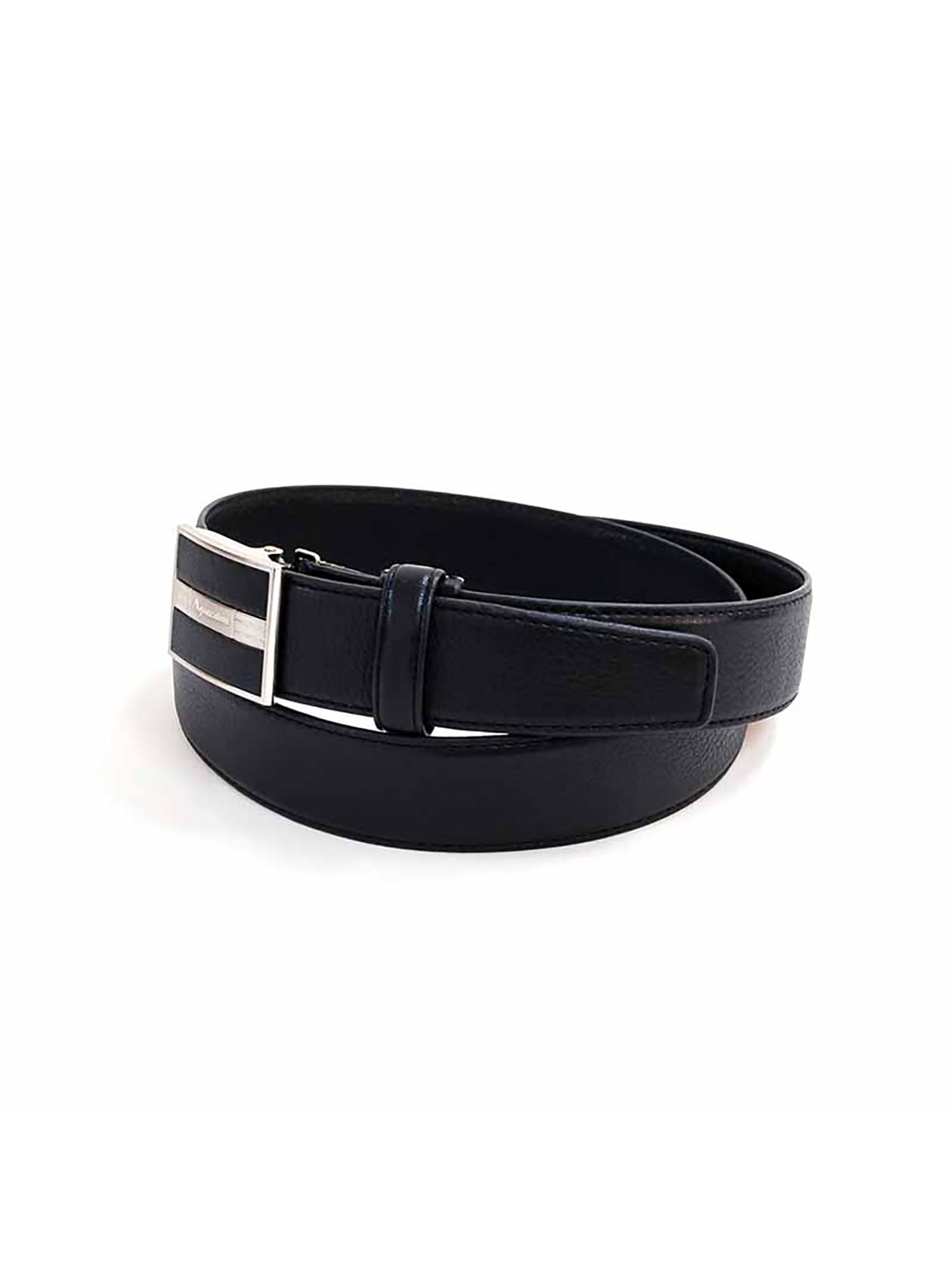 TOGA 黒エンボス加工ベルト シルバー調バックル Metal buckle belt TZ252ーAH503