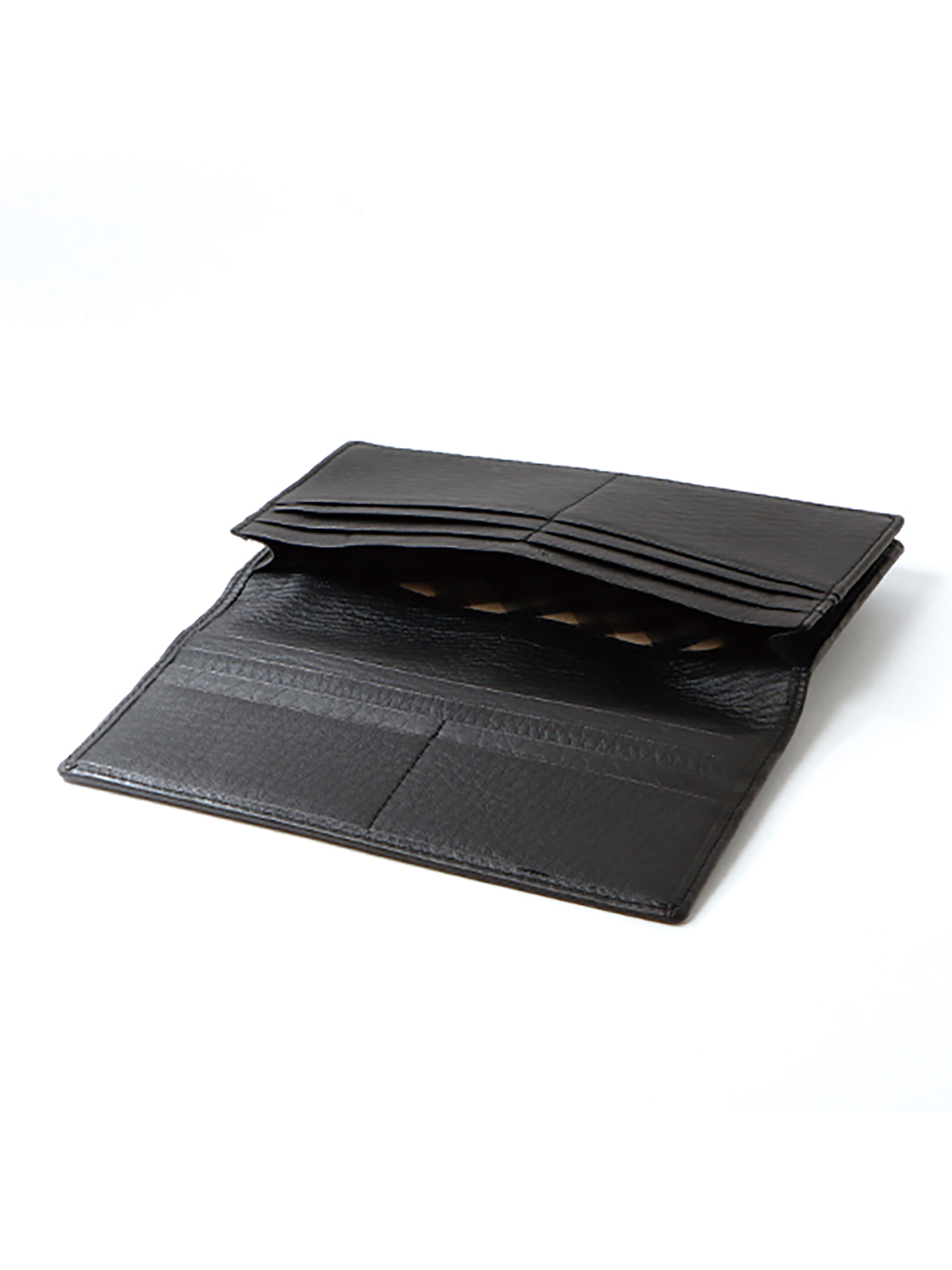 ソフトシュリンクレザー通しマチ小銭入れ無し長財布